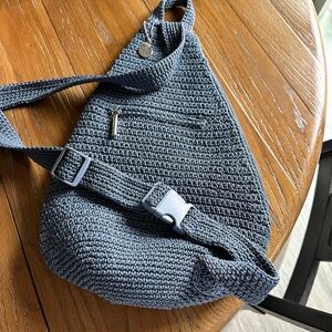 Blue Knit Sling Bag
